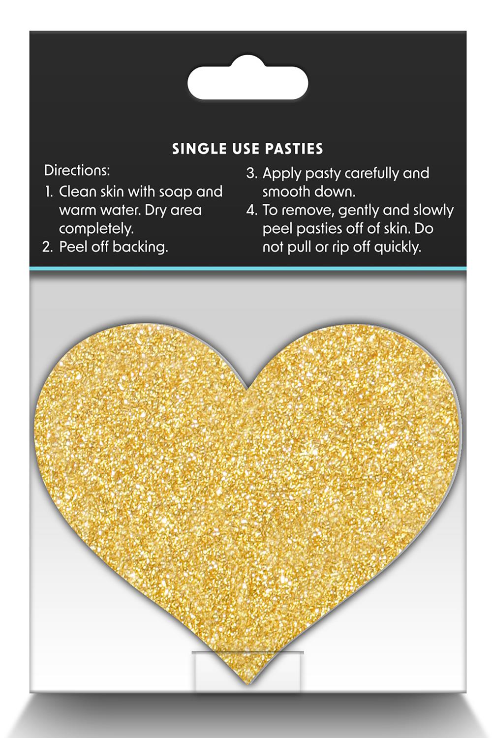 PRETTY PASTIES GLITTER HEARTS BLACK GOLD 2 PAIR - Afbeelding 3