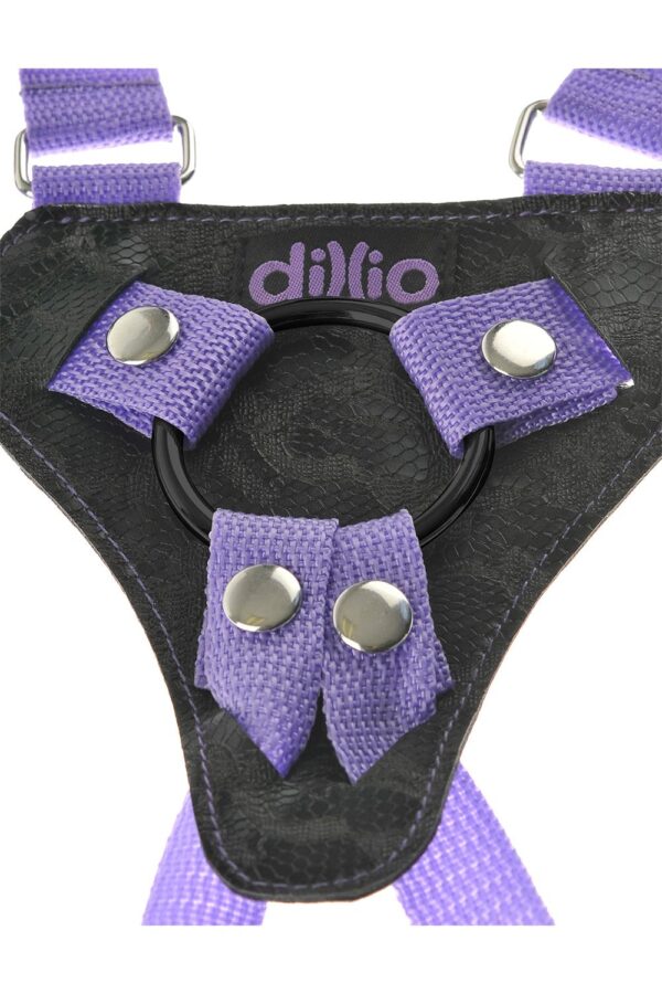 DILLIO 7 INCH STRAP-ON SUSPENDER HARNESS SET PURPLE - Afbeelding 4