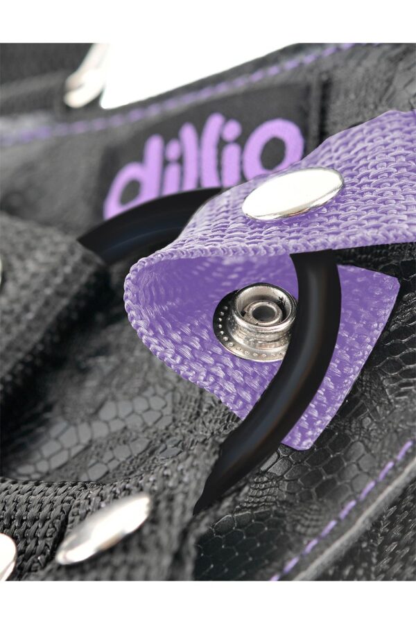 DILLIO 7 INCH STRAP-ON SUSPENDER HARNESS SET PURPLE - Afbeelding 5