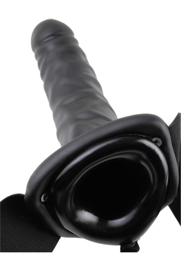 FETISH FANTASY SERIES 8 INCH VIBRATING HOLLOW STRAP-ON BLACK - Afbeelding 3