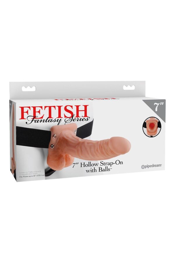FETISH FANTASY SERIES 7 INCH HOLLOW STRAP-ON WITH BALLS LIGHT