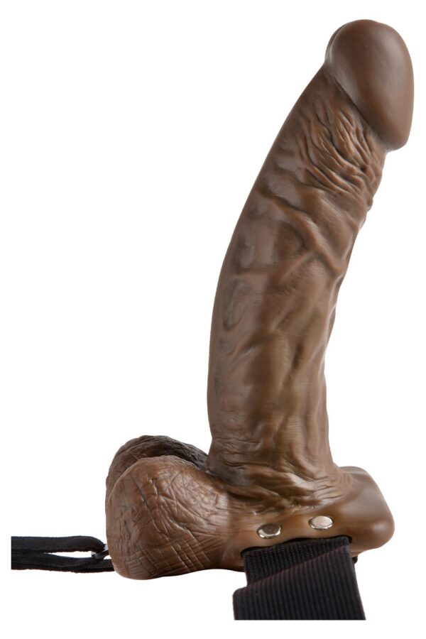 FETISH FANTASY SERIES 7 INCH HOLLOW STRAP-ON WITH BALL BROWN - Afbeelding 2