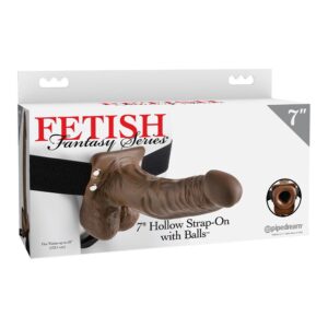 FETISH FANTASY SERIES 7 INCH HOLLOW STRAP-ON WITH BALL BROWN