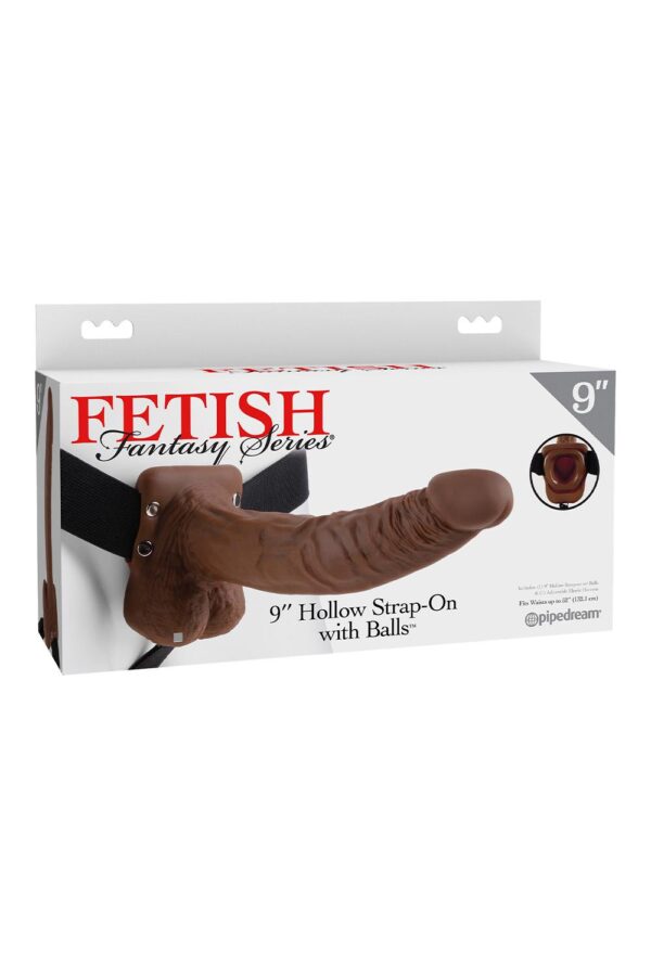 FETISH FANTASY SERIES 9 INCH HOLLOW STRAP-ON WITH BALLS BROWN