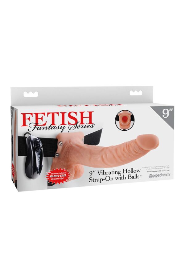 FETISH FANTASY SERIES 9 INCH VIBRATING HOLLOW STRAP-ON WITH BALLS LIGHT