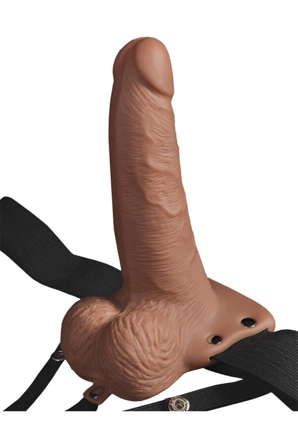 FETISH FANTASY SERIES 6 INCH HOLLOW RECHARGEABLE STRAP-ON WITH BALLS TAN - Afbeelding 3