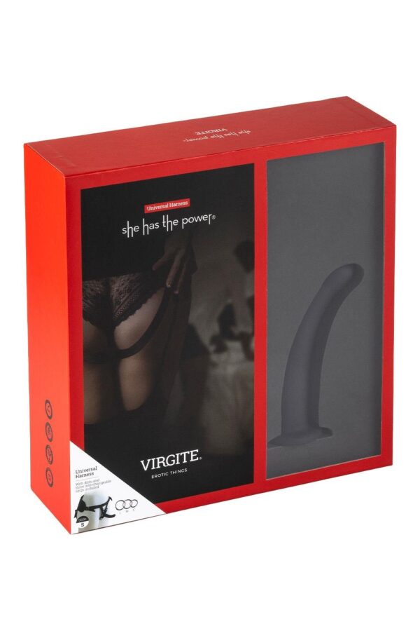 VIRGITE  UNIVERSAL HARNESS WITH BLACK DILDO SIZE S BLACK