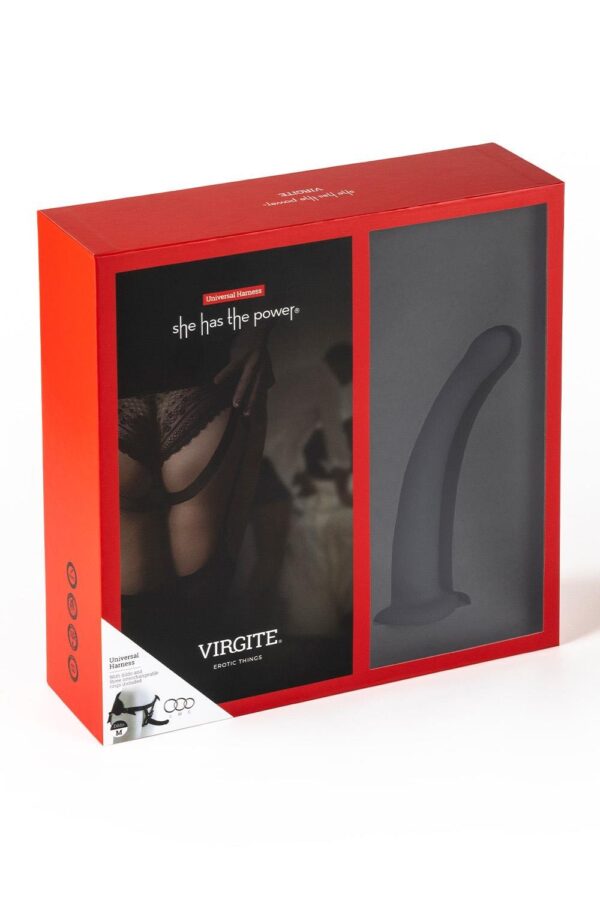 VIRGITE  UNIVERSAL HARNESS WITH BLACK DILDO SIZE M BLACK
