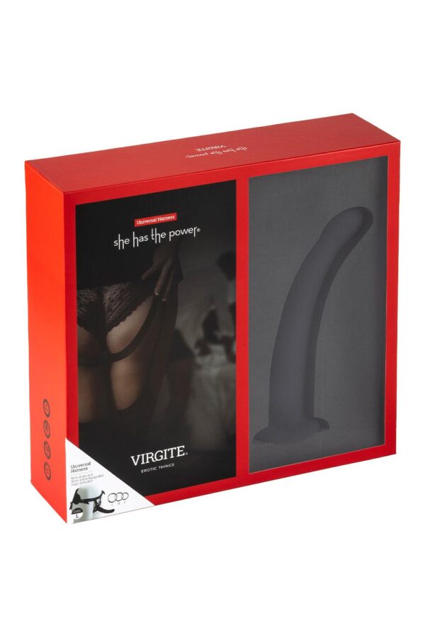VIRGITE  UNIVERSAL HARNESS WITH BLACK DILDO SIZE L BLACK