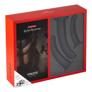 VIRGITE  UNIVERSAL HARNESS WITH BLACK DILDO SET SIZES S M L BLACK